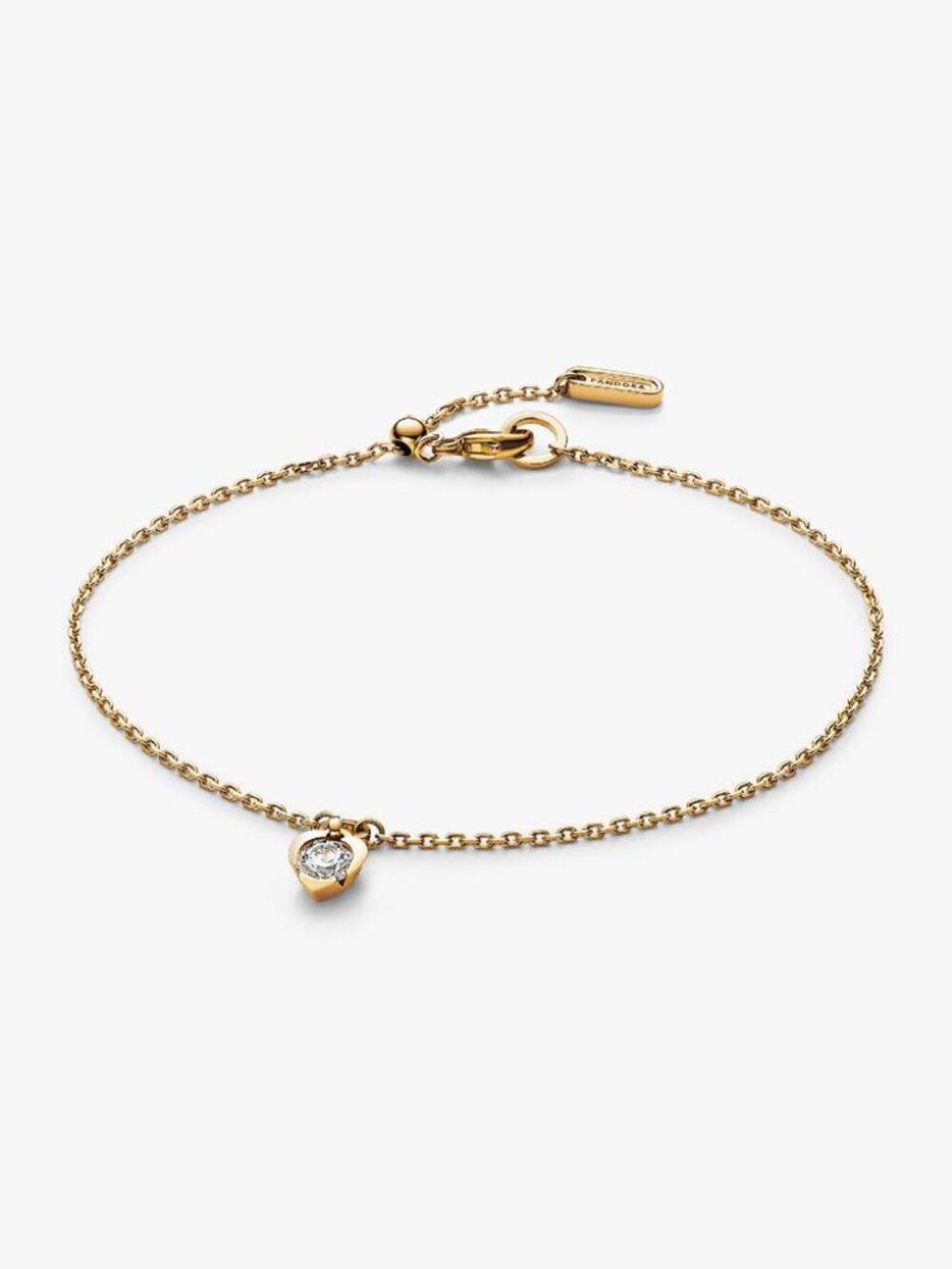 Pandora Talisman 14k Gold Lab-grown Diamond Heart Chain Bracelet
